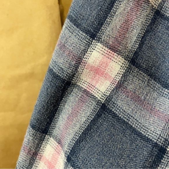 Rails | Plaid Button Front Shirt Collared Popover Crop Top Indigo Berry Size M - Picture 9 of 11